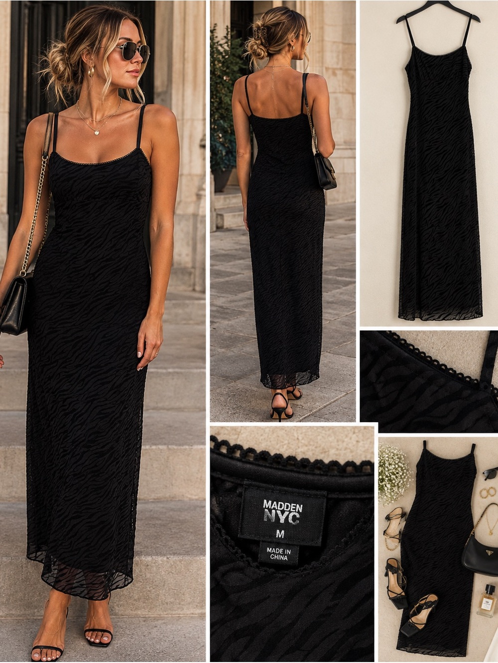 Black Strappy Maxi Dress madden NYC medium